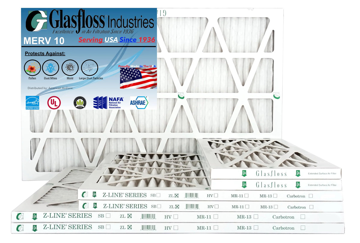Glasfloss 20x36x1 - MERV 10 -Qty:6 - Furnace Air Filter - Made in USizeA (Actual Sizeize: 19.5 x 36.5x7/8 inch)