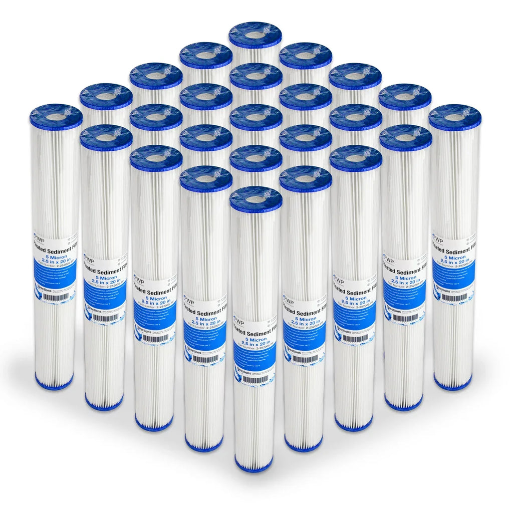 Pleated Poly Sizeediment Water Filter Cartdrige 20x2.5" 5 micron 25 Pack