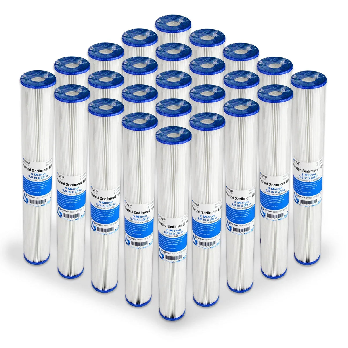 Pleated Poly Sizeediment Water Filter Cartdrige 20x2.5" 5 micron 25 Pack
