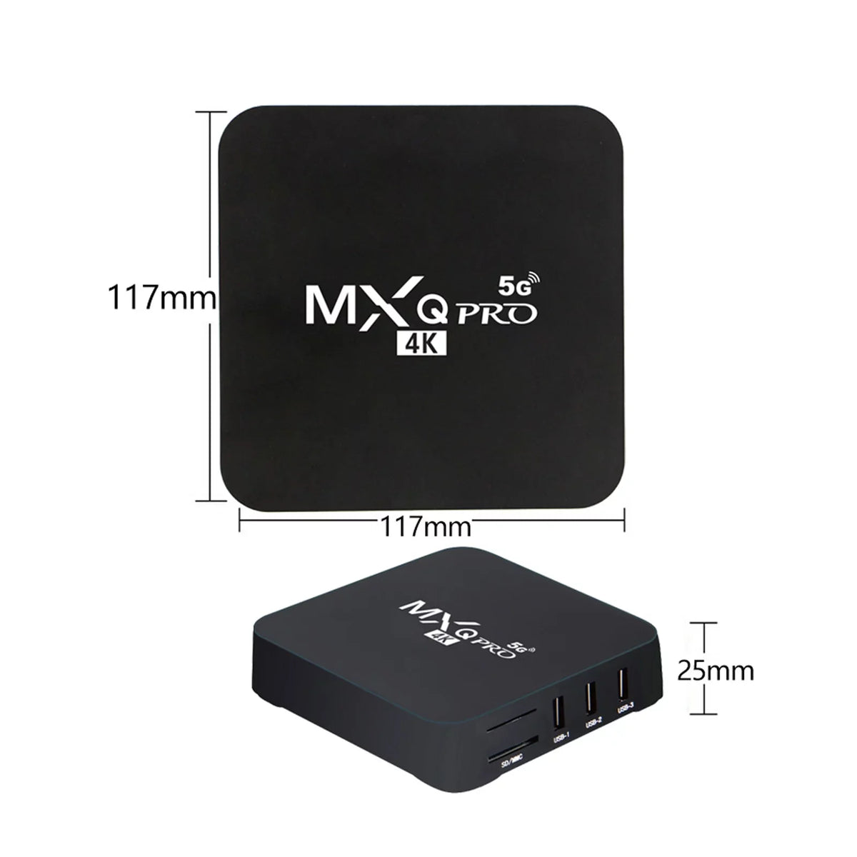 MXQ Pro 5G Android 12.1 TV Box Ram 2GB ROM 16GB Android Sizemart Box H.265 HD 3D Dual Band 2.4G/5.8G WiFi Quad Core Home Media Player