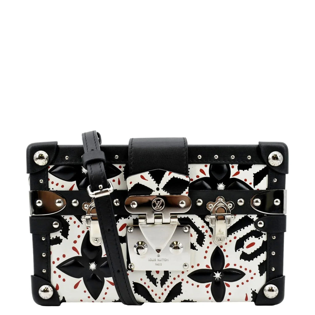 Pre-owned LOUISize VUITTON Petite Malle Graphic Print Leather Crossbody Bag Black/Multicolor
