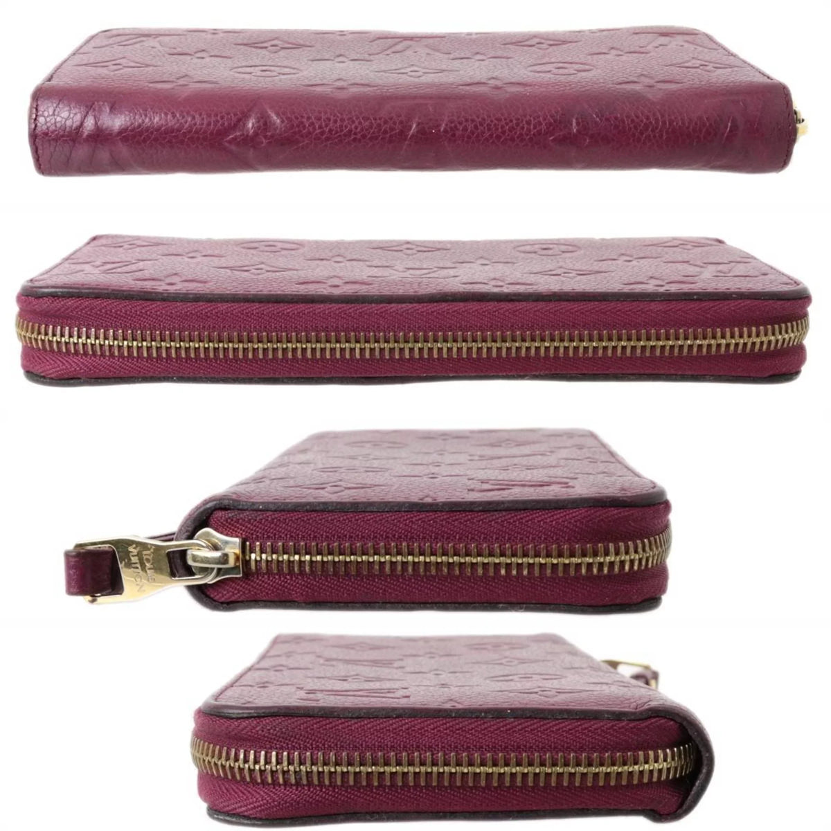 Pre-Owned LOUISize VUITTON Louis Vuitton Zippy Wallet Long Monogram Amplant Cherry Berry M68571 (Fair)