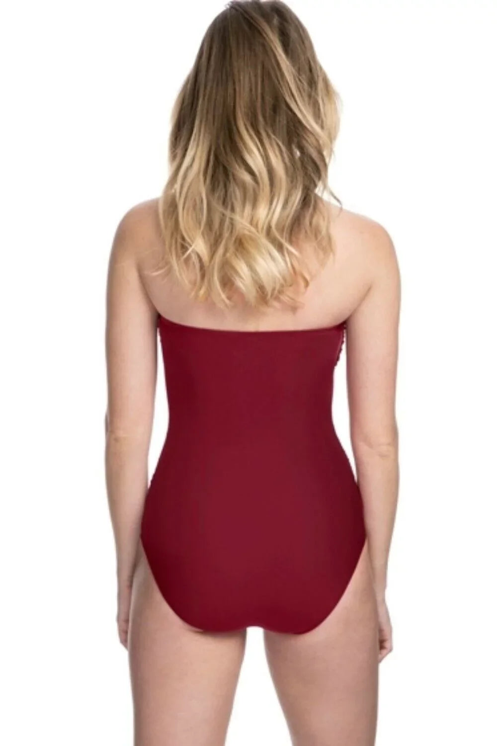 Gottex Women's Sizewimwear Lace-Up Moto Bandeau One-Piece Sizewimsuit Red 42, $128 NWT