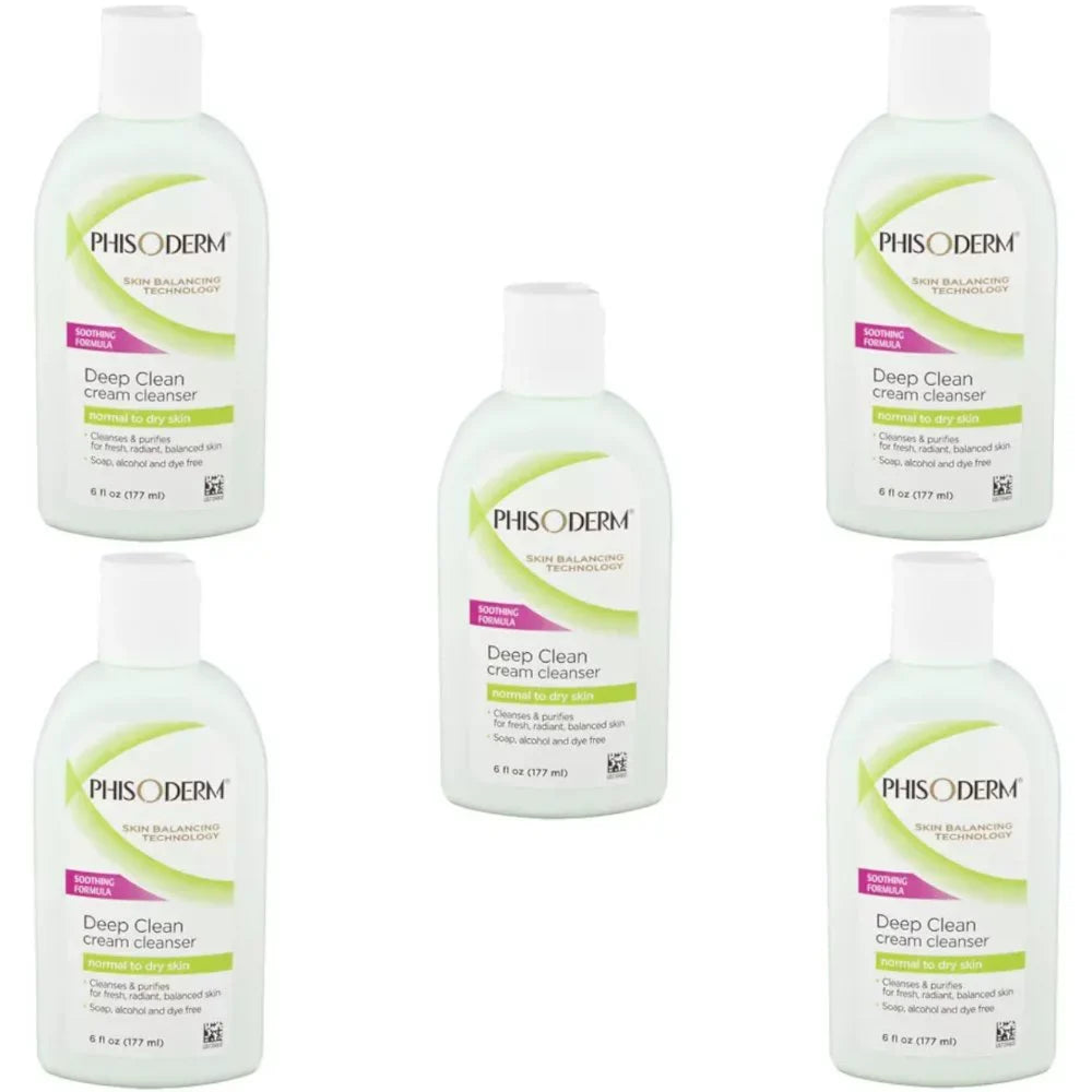 5 Pack Phisoderm Deep Clean Cream Cleanser Sizeoothing Formula 6 Oz Each