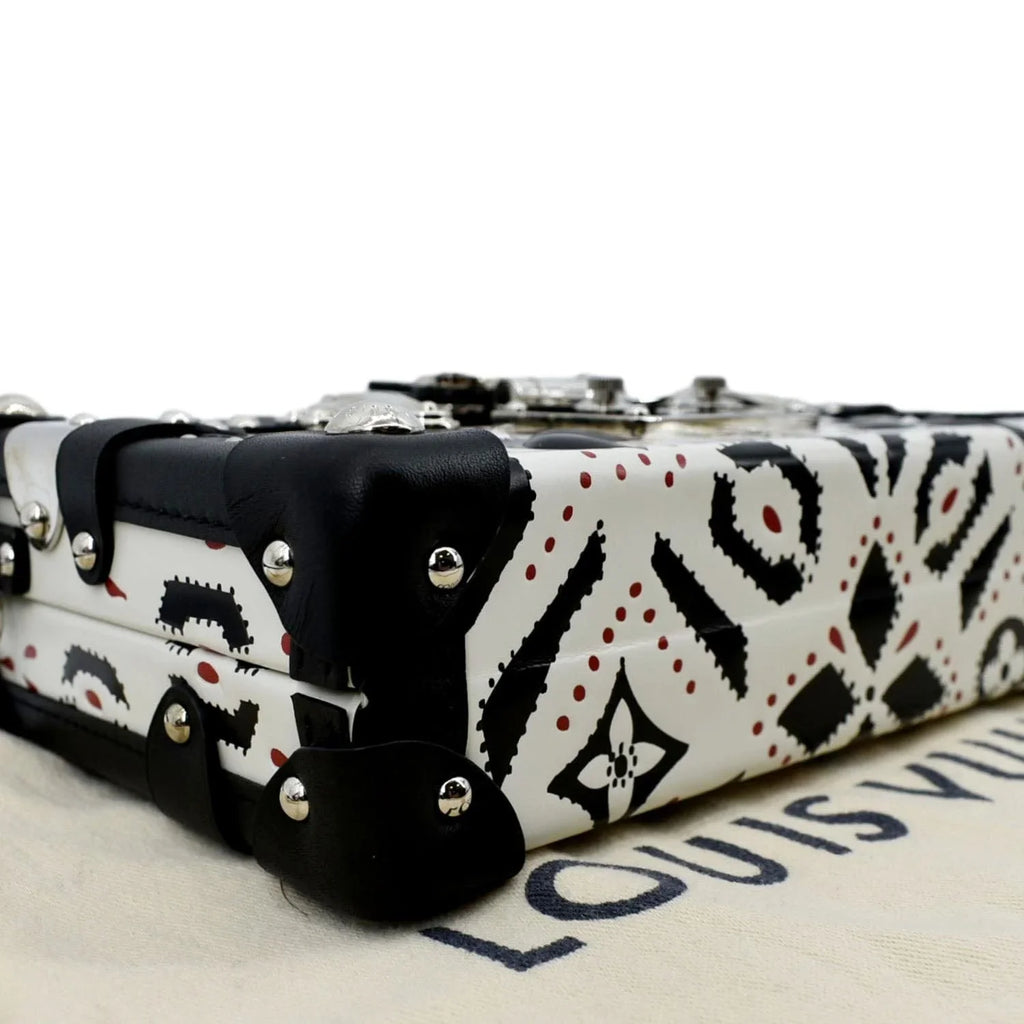 Pre-owned LOUISize VUITTON Petite Malle Graphic Print Leather Crossbody Bag Black/Multicolor