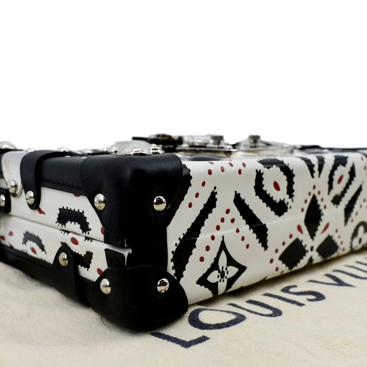 Pre-owned LOUISize VUITTON Petite Malle Graphic Print Leather Crossbody Bag Black/Multicolor