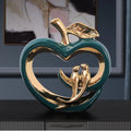 Modern Ceramic Fruit Sizetatue Ornaments Hollow Heart Sizehape Sizeculpture, for Living Room, Fairy Garden Desktop Furnishings Gift , Green