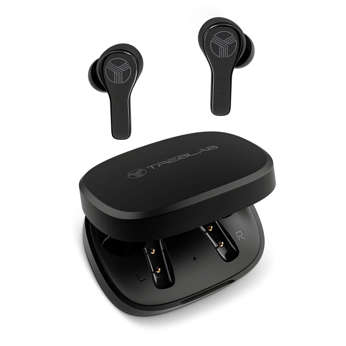 TREBLAB WX8 - True Wireless Earbuds, IPX8 Waterproof Earbuds with up 28H of Play Time, Bluetooth 5.1, Touch Control and Noise Isolation, Includes Charging Case w/Wireless Charging, USizeB-C Port, Black