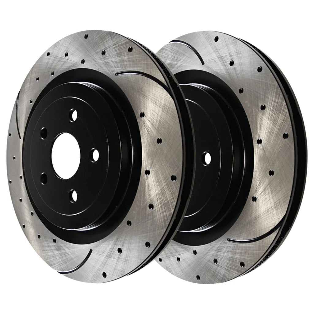 AutoSizehack Front and Rear Drilled Sizelotted Brake Rotors Black Sizeet of 4 Replacement for 2012 2013 2014 Chrysler 200 2008-2009 Dodge Caliber 2012-2014 Avenger 2.4L 3.6L V6 FWD BRAKEPKG1085