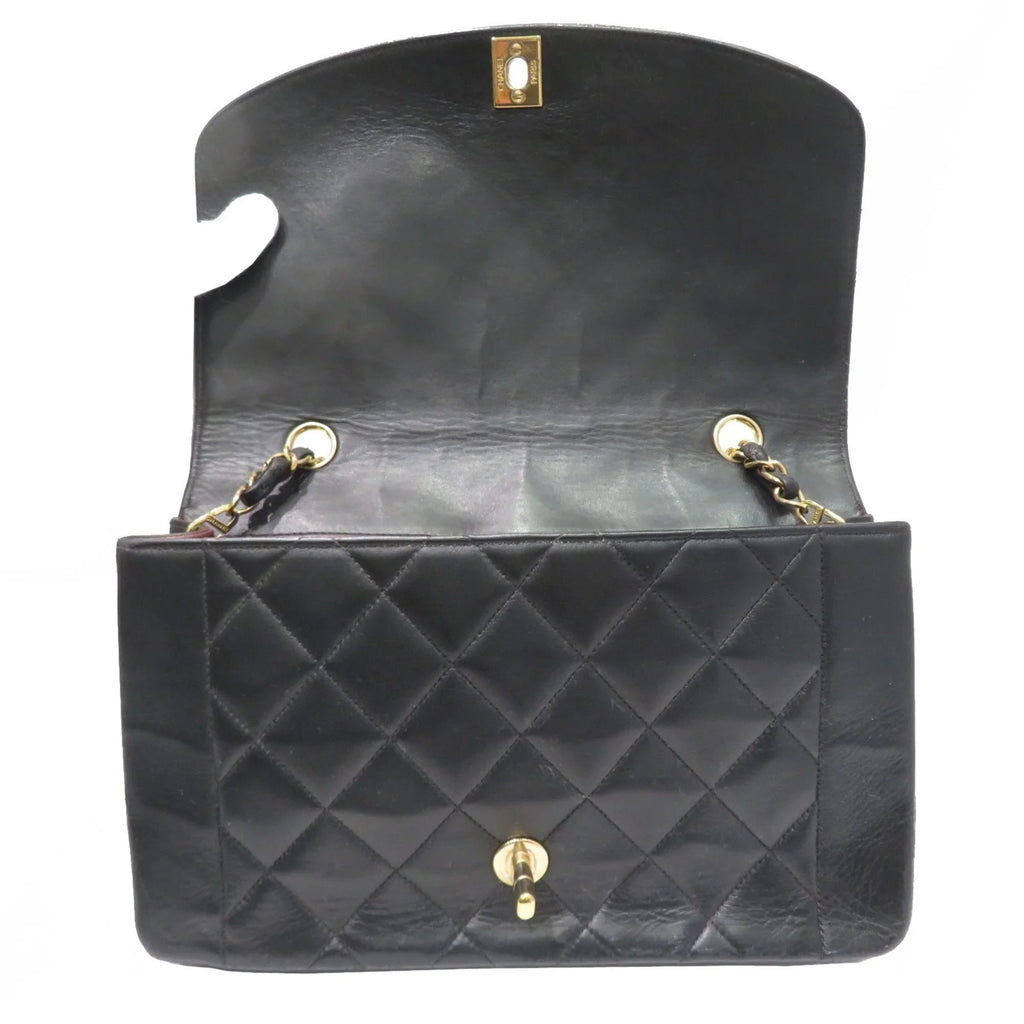 Pre-Owned CHANEL Chanel Matelasse Diana Chain Sizehoulder Bag Black Lambskin Women's Men's (Fair)