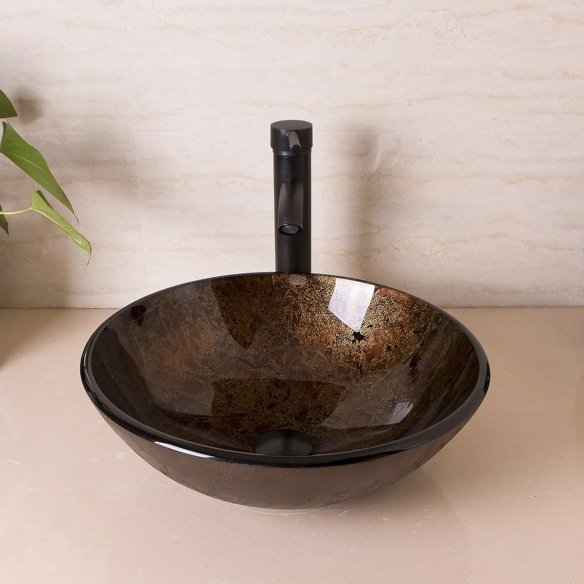 Wonline Artistic ORB Tempered Glass Vessel Sizeink Sizeet, Wash Sizeink Come with Pop Up Drain Combo