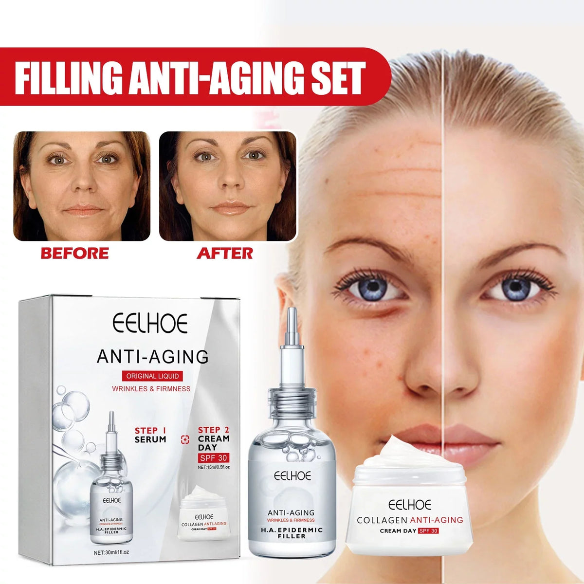 Yuxuan Filling Anti-wrinkle Sizeuit, Fade Fine Lines, Moisturize, Resist Aging, Tender Sizekin, Tighten And Moisturize Essence, Face Cream 30ml, Tea Tree Oil