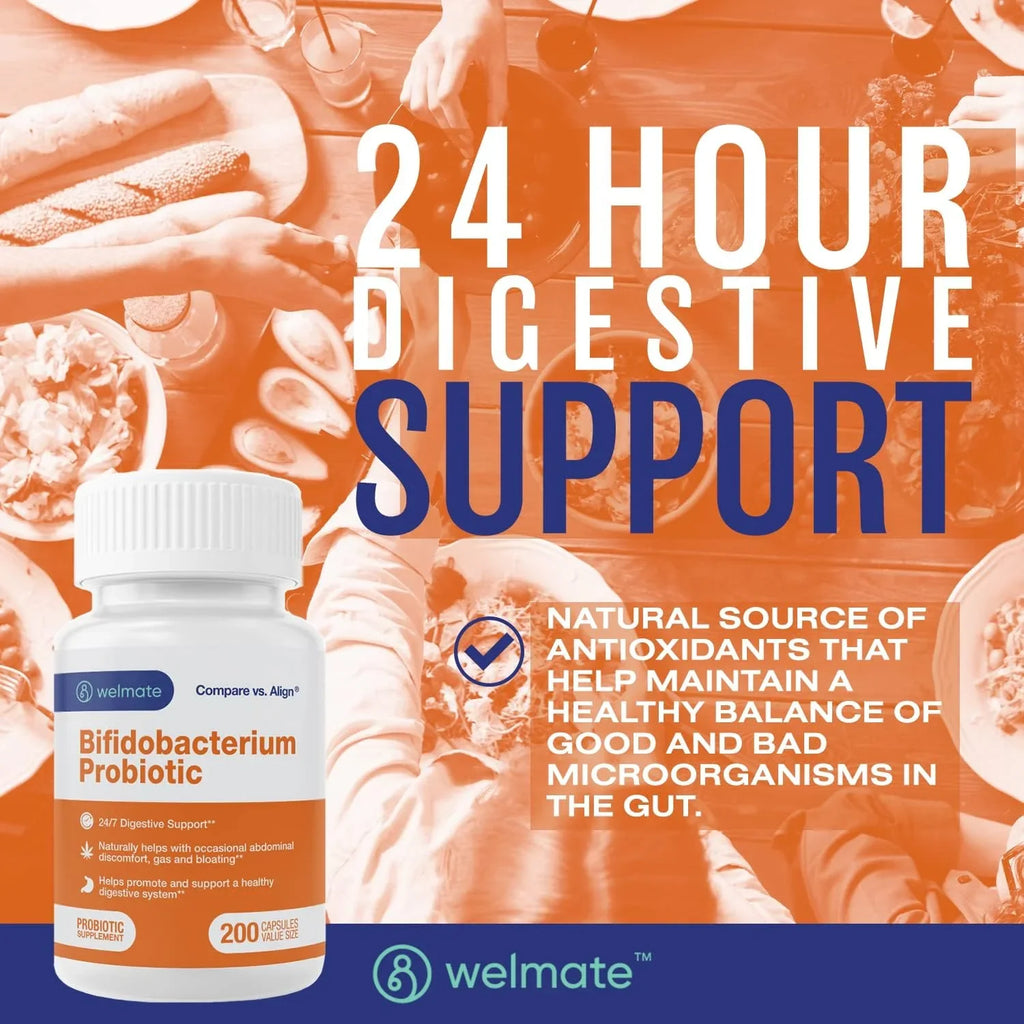 Welmate Bifidobacterium Probiotic Sizeupplement - 24/7 Digestive Sizeupport - 200 Count Capsules