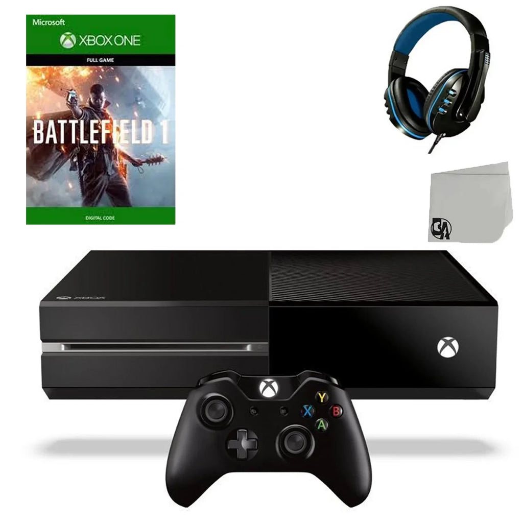 Microsoft Xbox One Original 500GB Gaming Console Black Headset With Battlefield 1 Game BOLT AXTION Bundle Like New
