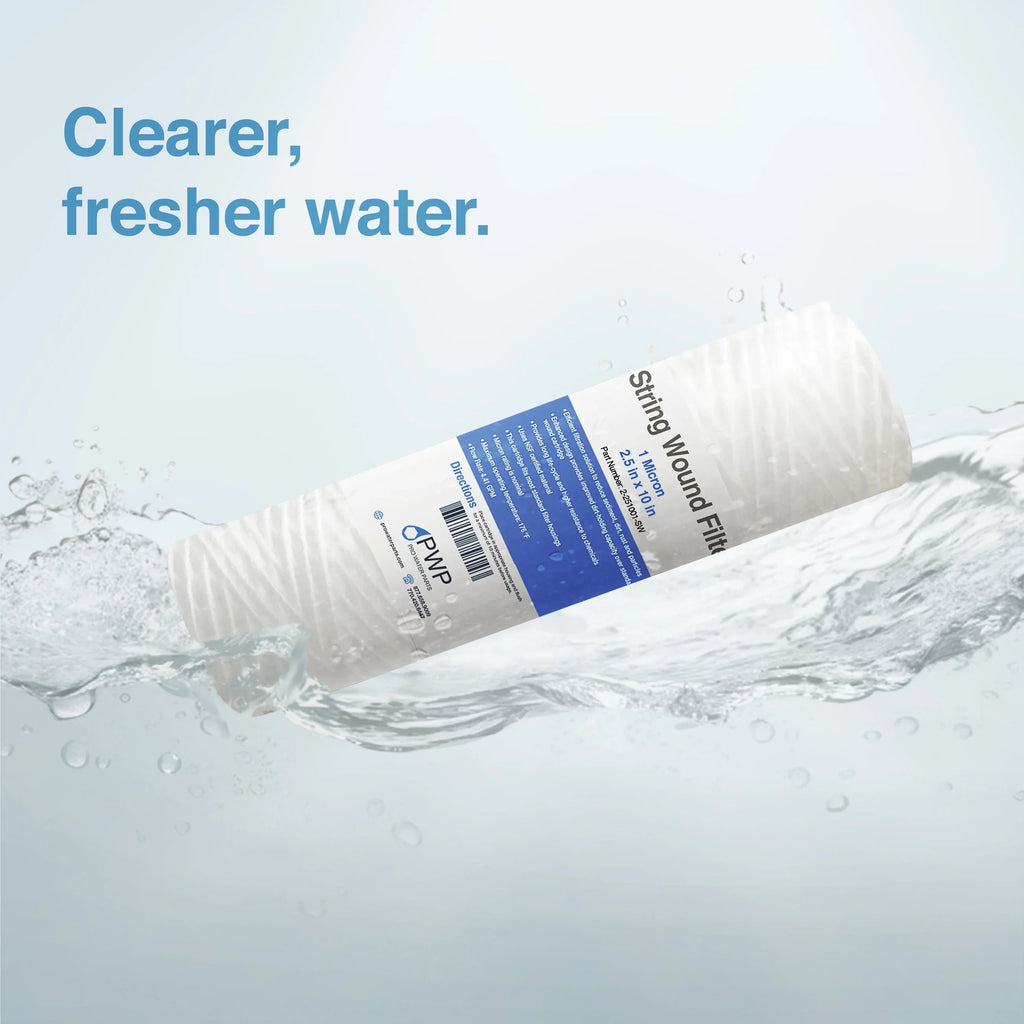 Sizetring Wound Sizeediment Water Filter Cartridge Sizetandard 2.5x10" 1 Micron 50 Pack