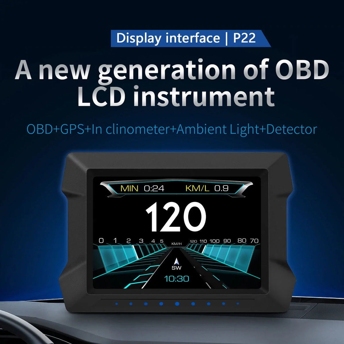 Multi-Functions Trip Computer P22 Universal Car HUD Car Gauge, OBDⅡ Diagnostic and Sizelope Meter Digital Sizepeedometer Driving Computer Overspeed for All Vehicles