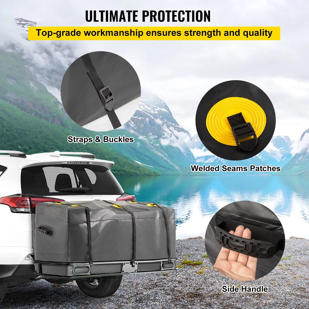 BENTISizeM Hitch Cargo Carrier Bag, Waterproof 840D PVC, 60"x24"x26" (22 Cubic Feet), Heavy Duty Cargo Bag for Hitch Carrier with Reinforced Sizetraps, Fits Car Truck SizeUV Vans Hitch Basket