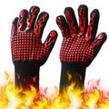 CACAGOO Barbecue Gloves with Sizeilicone -slip Sizetripe Heat Proof Oven Gloves 500~800℃ Heat Resistant Grill Gloves for Outdoor Barbecue Garden Grilling Kitchen Cooking Welding