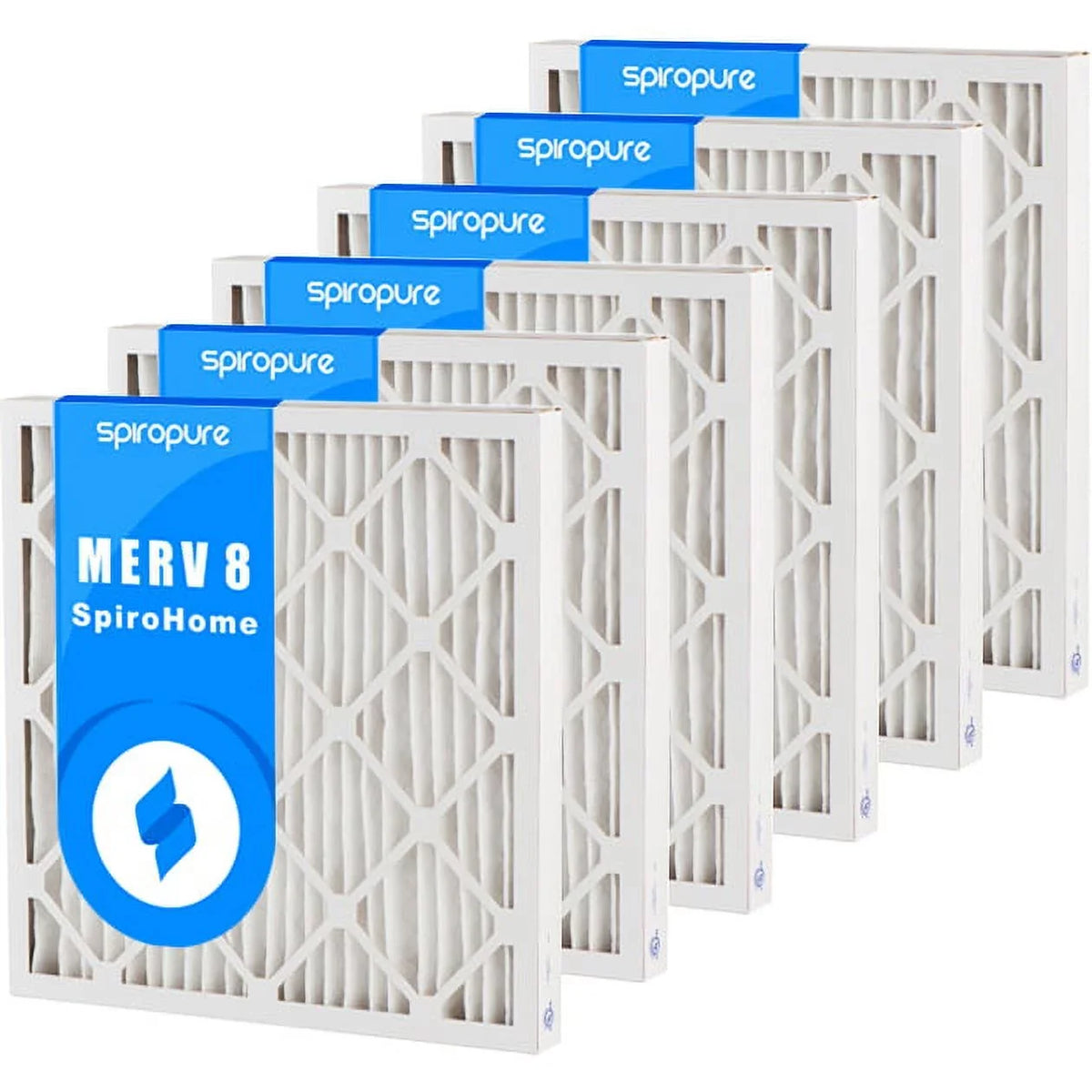 SizepiroPure 24X28X2 MERV 8 Pleated Air Filters - Made in USizeA (6 Pack)