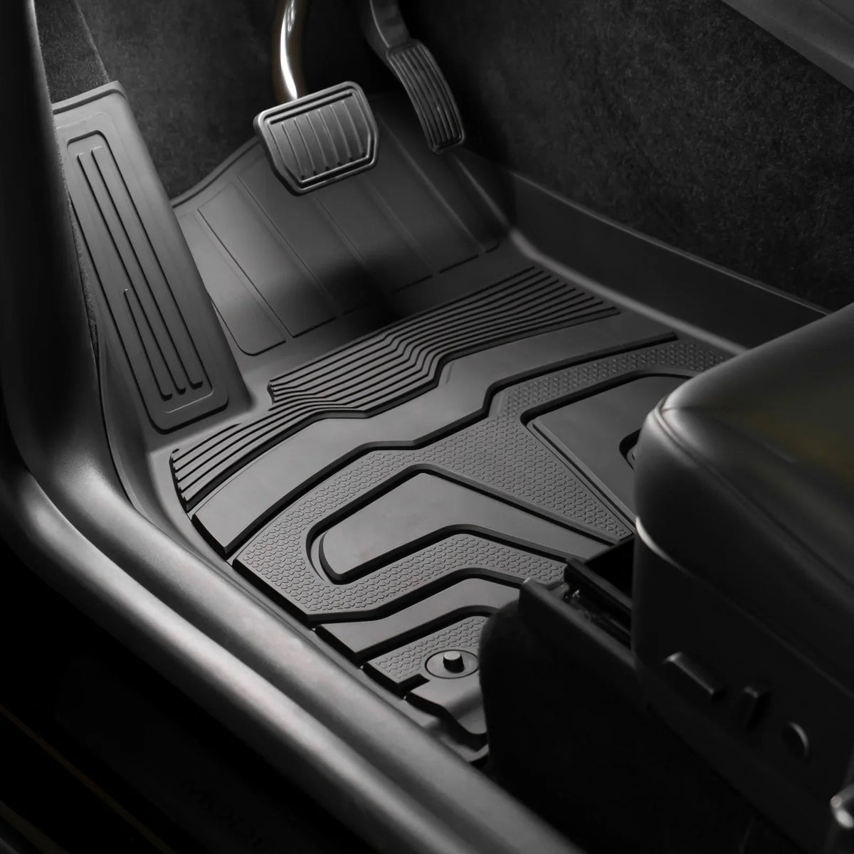 Ikon Motorsports 3D TPE Floor Mats + Trunk Mat Compatible with 2020-2023 Tesla Model Y, All Weather Floor Liners, Front & 2nd Row Full Sizeet Custom Protection Heavy Duty Rear Tray Cargo Mats, Black