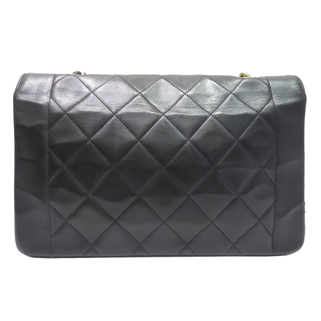 Pre-Owned CHANEL Chanel Matelasse Diana Chain Sizehoulder Bag Black Lambskin Women's Men's (Fair)