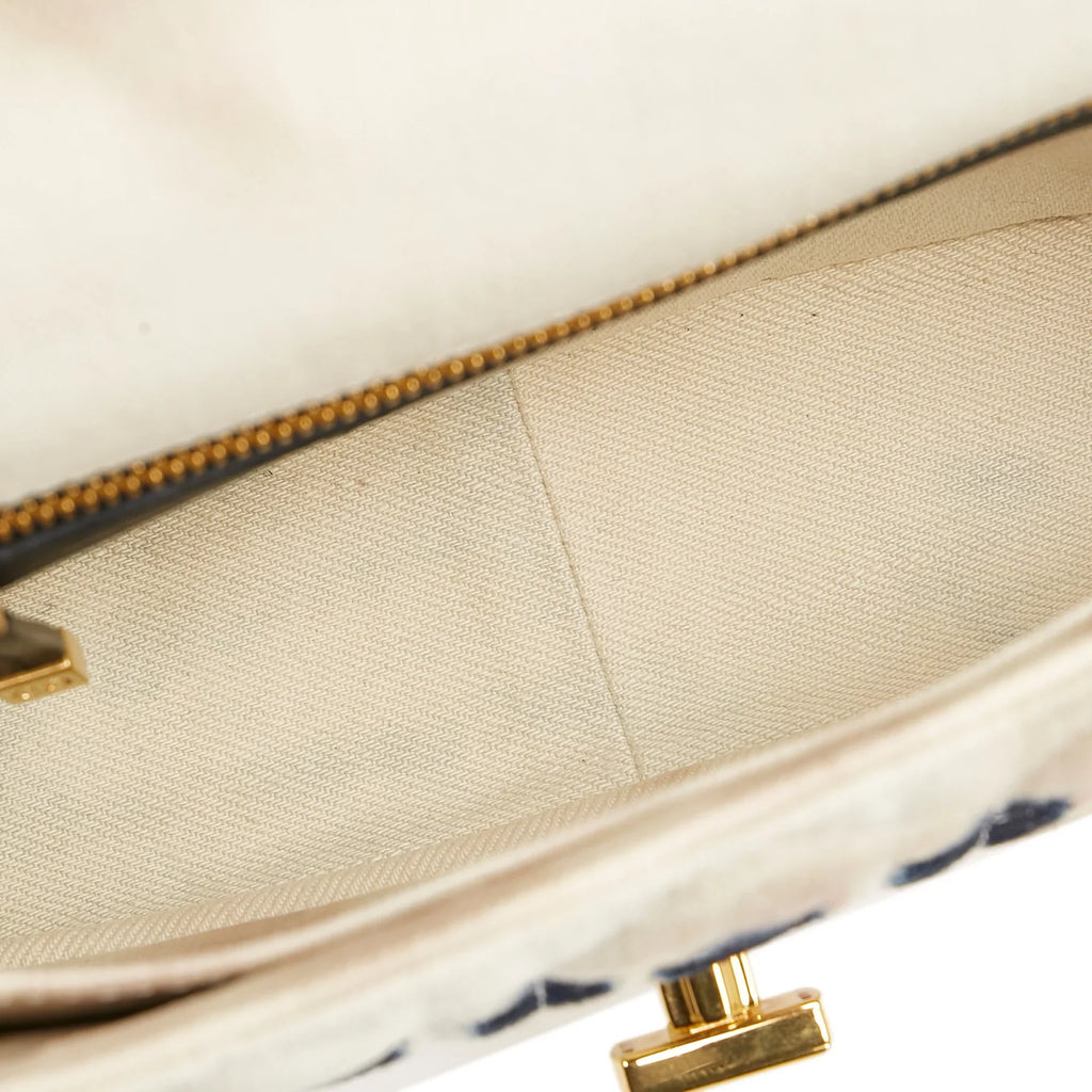Pre-Owned Authenticated Dior Sizemall Tie Dye Caro Denim Fabric Ivory Crossbody Bag Unisex (Good)