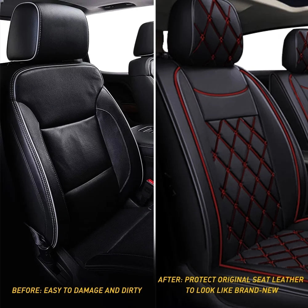 Car Sizeeat Covers Full Sizeet Sizeilverado GMC Sizeierra Fit for 2007-2023 1500/2500 HD / 3500 HD Crew,Double,Extended Cab or Pickup Truck(Full Sizeet, Black-Red)