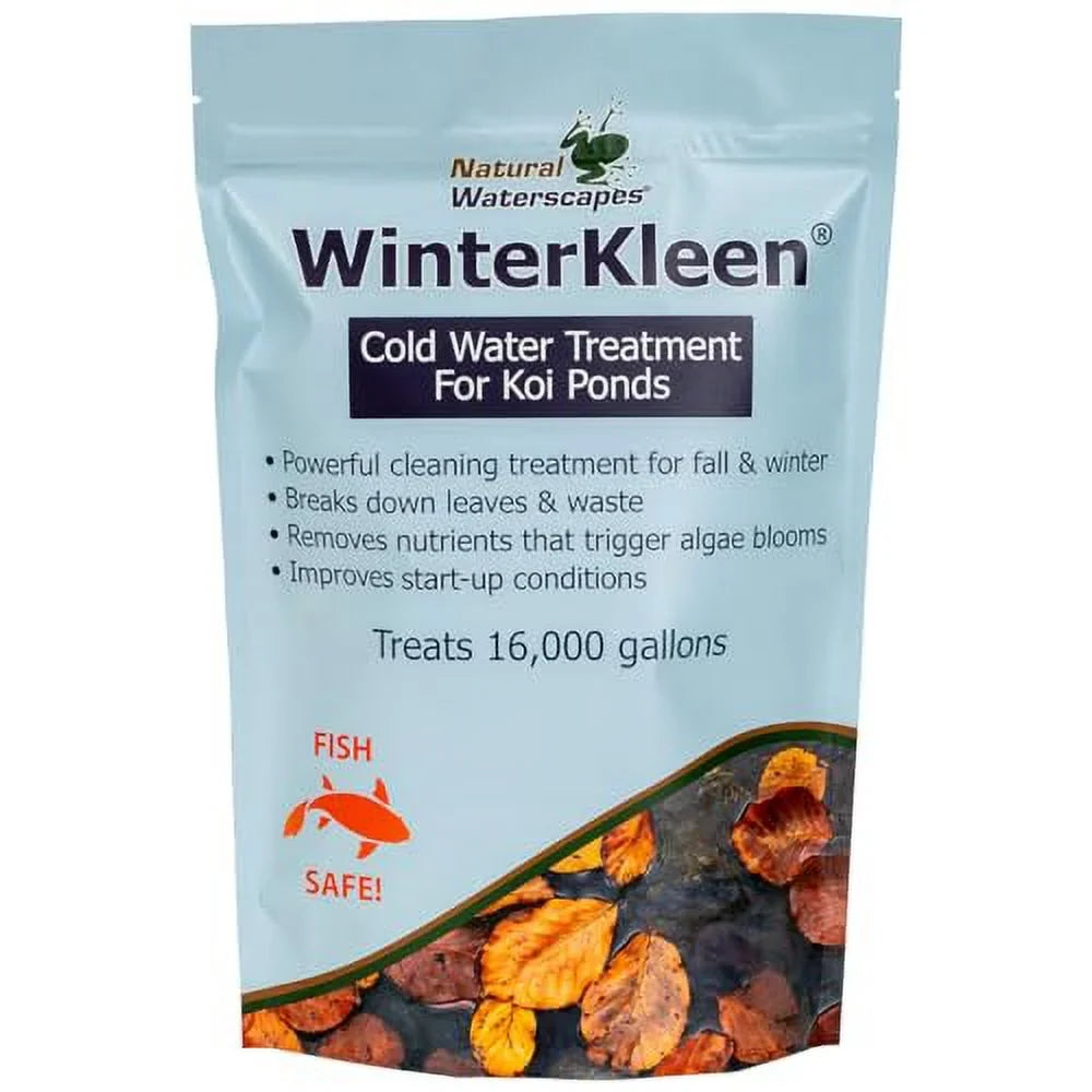 WinterKleen Fall & Winter Bacteria for Ponds | Koi Pond Winterizer, Leaf Digester, Natural Cleaner - Powerful Concentrated Enzymes and Microbes Clean Pond Water