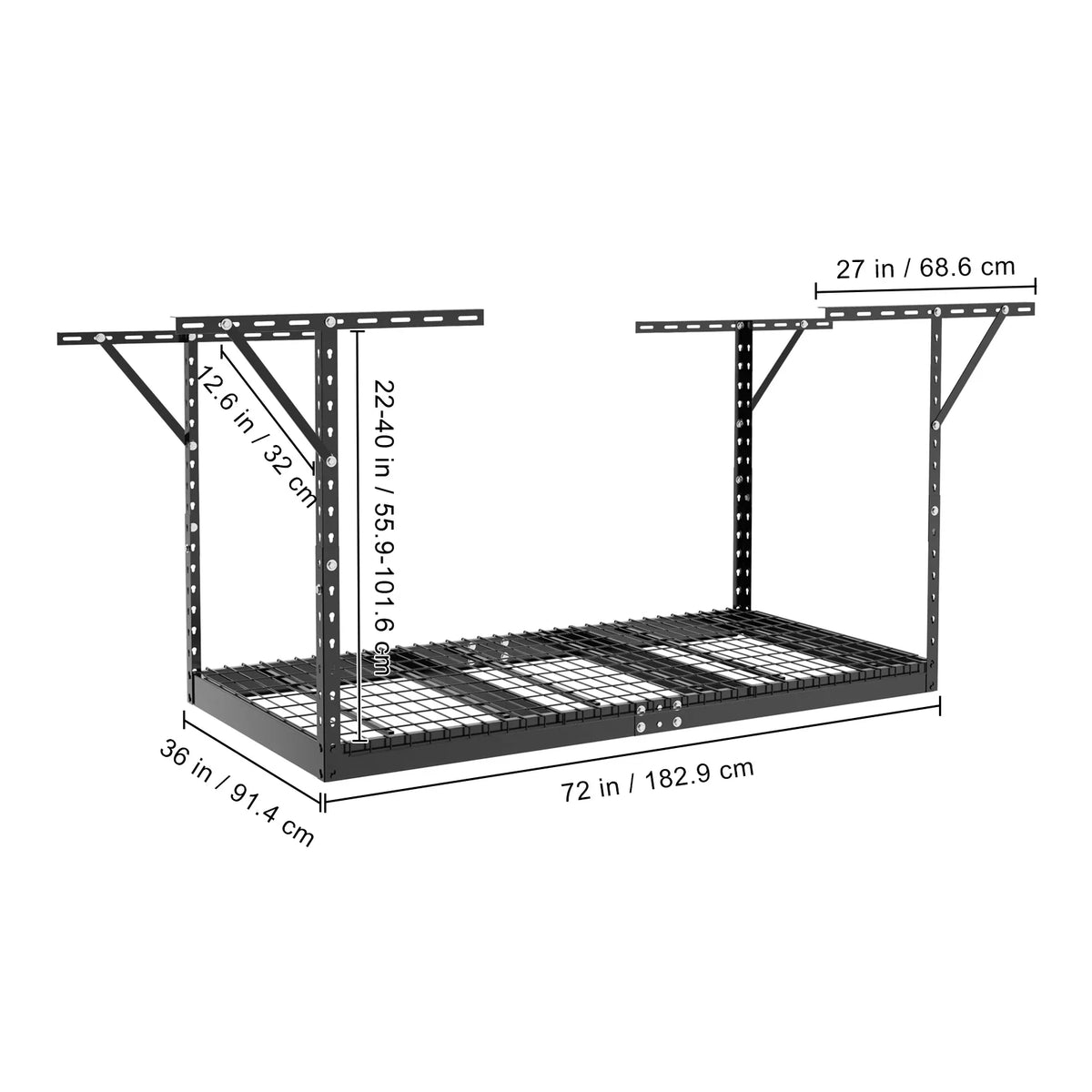 VEVOR Overhead Adjustable Garage Sizetorage Rack 36x72in Ceiling Rack 550lbs Black