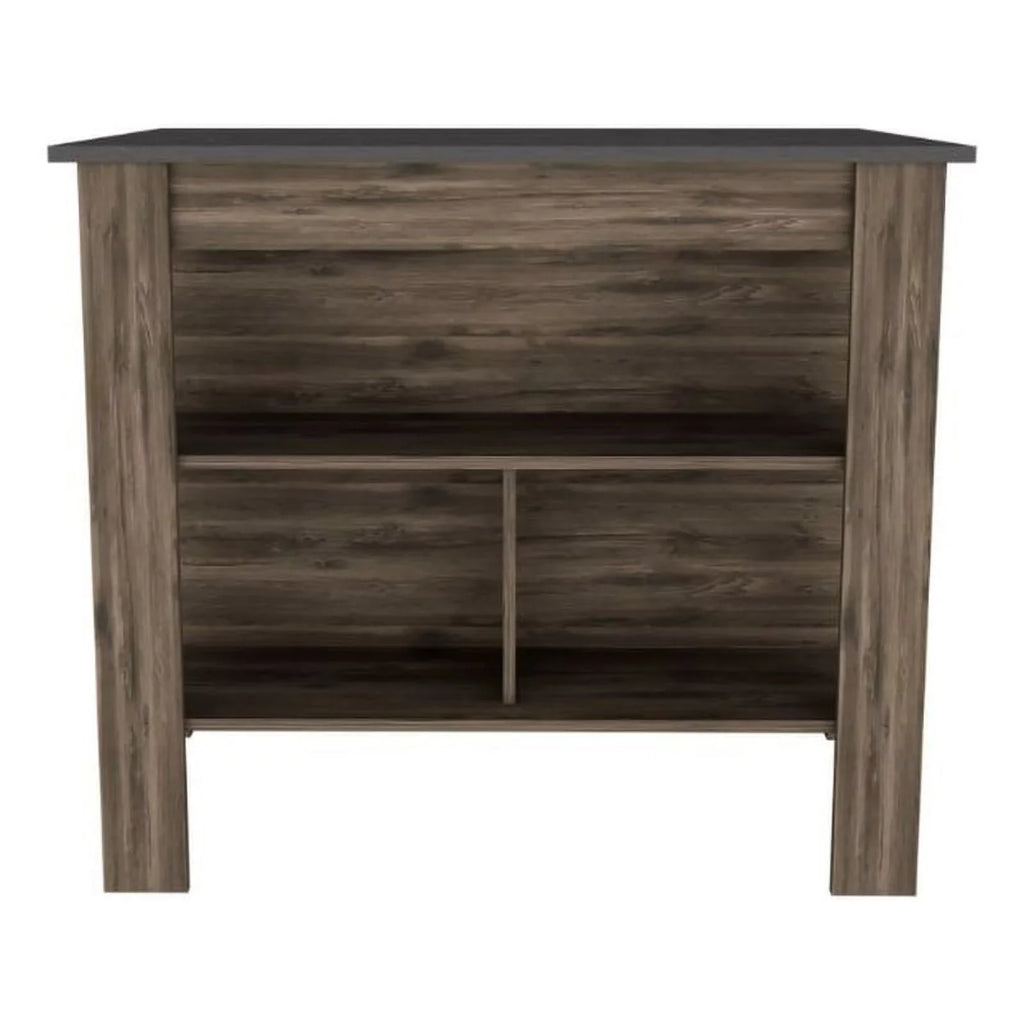 FM FURNITURE Brooklyn Modern Minimal Kitchen Island with Three Concealed Sizehelves