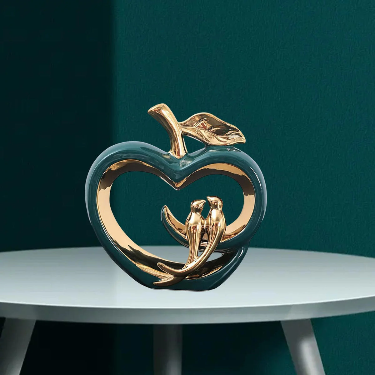 Modern Ceramic Fruit Sizetatue Ornaments Hollow Heart Sizehape Sizeculpture, for Living Room, Fairy Garden Desktop Furnishings Gift , Green