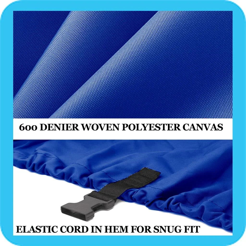 BLUE, GREAT QUALITY BOAT COVER Compatible for DOLPHIN GEMINI 199 BR O/B ALL YEARSize