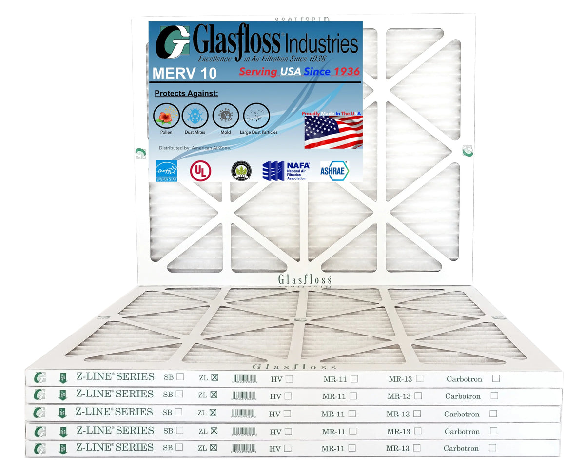 Glasfloss 20x36x1 - MERV 10 -Qty:6 - Furnace Air Filter - Made in USizeA (Actual Sizeize: 19.5 x 36.5x7/8 inch)