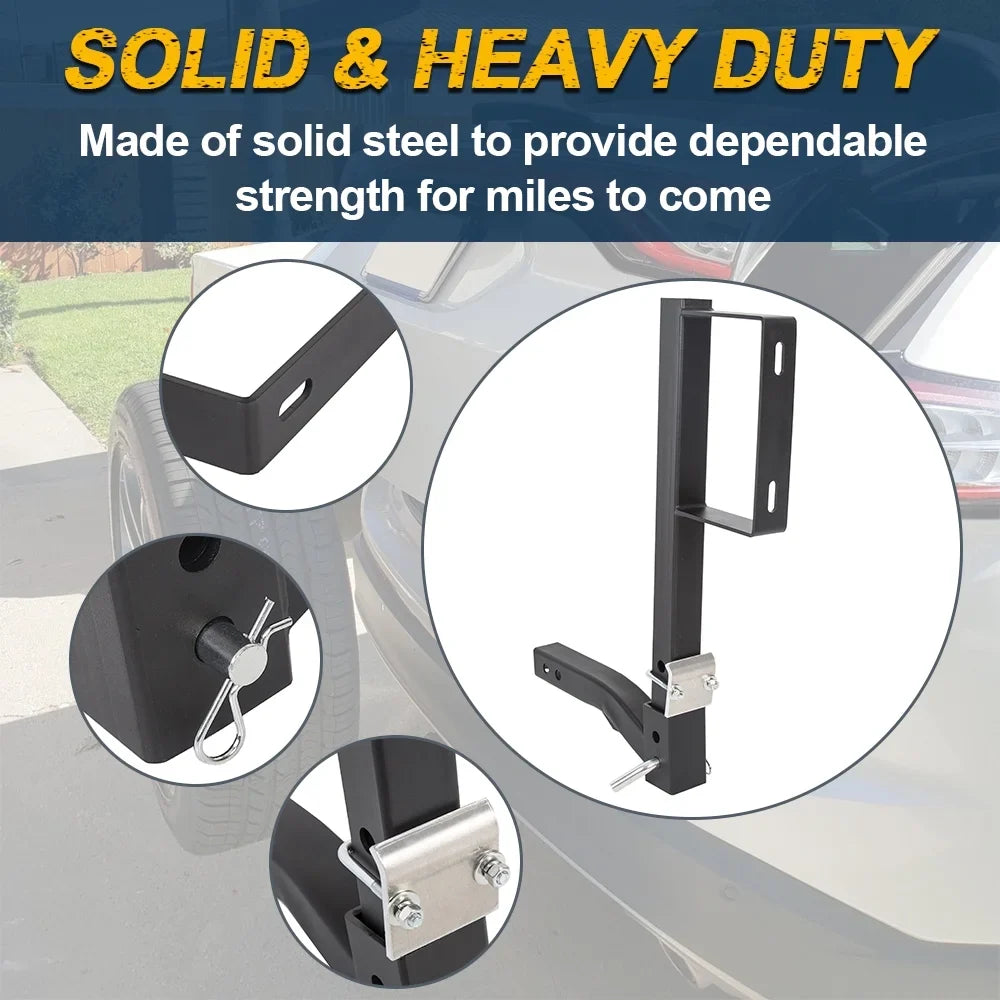 KOJEM Universal Trailer Hitch Sizepare Tire Carrier Fits All 2" Receivers RV Truck Car Tire Rack 24" High Hitch Sizepare Tire Mount