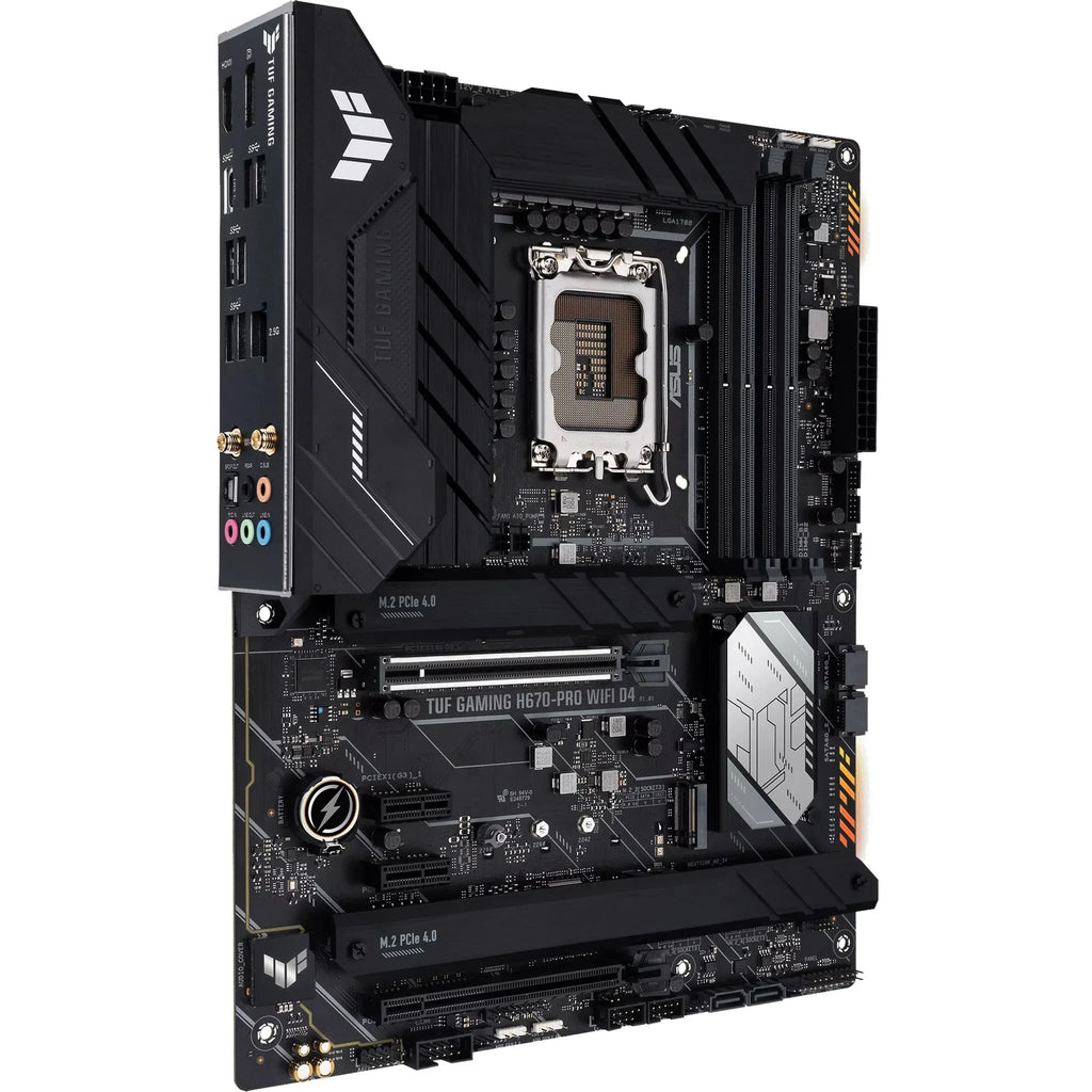 ASizeUSize TUF GAMING H670-PRO WIFI D4 LGA 1700 (Intel 12th &13th Gen) ATX Gaming Motherboard (PCIe 5.0, DDR4, 14+1 DrMOSize, 4xPCIe 4.0 M.2 Sizelots, WiFi 6, 2.5 Gb LAN, Front USizeB 3.2 Gen 1 Type-C)