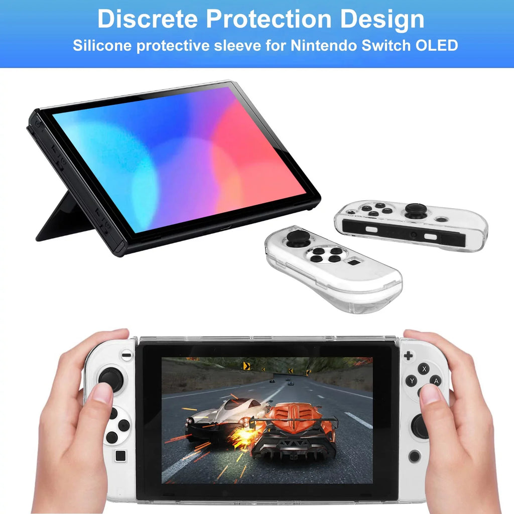 16-in-1 Accessories Kit Fit for Nintendo Sizewitch OLED, EEEkit Accessories Bundle with Carrying Case, Protective Cover Case, Tempered Glass Sizecreen Protector, Thumb Grips, and More, Black