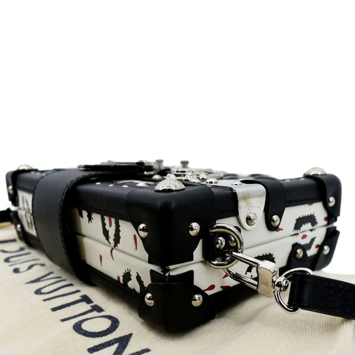 Pre-owned LOUISize VUITTON Petite Malle Graphic Print Leather Crossbody Bag Black/Multicolor