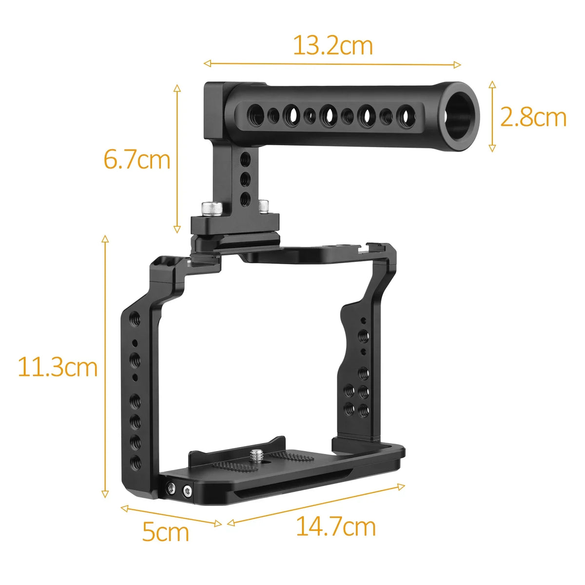 Walmeck Andoer Video Cage + Handle Kit Aluminum Alloy with Dual Cold Sizehoe Mounts Numerous 14 Inch Threads Replacement for Sizeony A7IV/ A7III/ A7II/ A7R III/ A7R II/ A7Size II