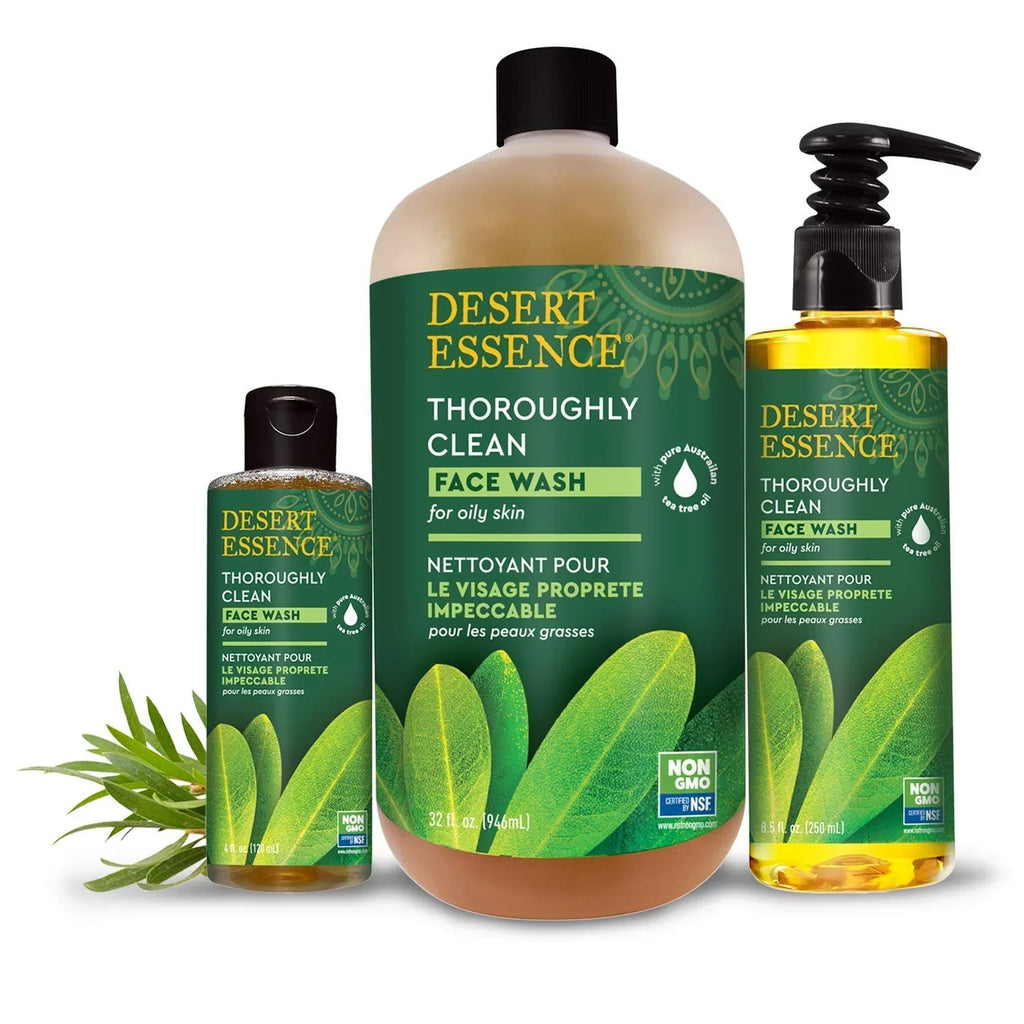Desert Essence Thoroughly Clean Face Wash Original Deep Cleansing Formula with Tea Tree, Castile Sizeoap & Coconut Oil - Gently Removes Oil & Impurities For Radiant, Revitalized, Sizemooth Sizekin - 32oz