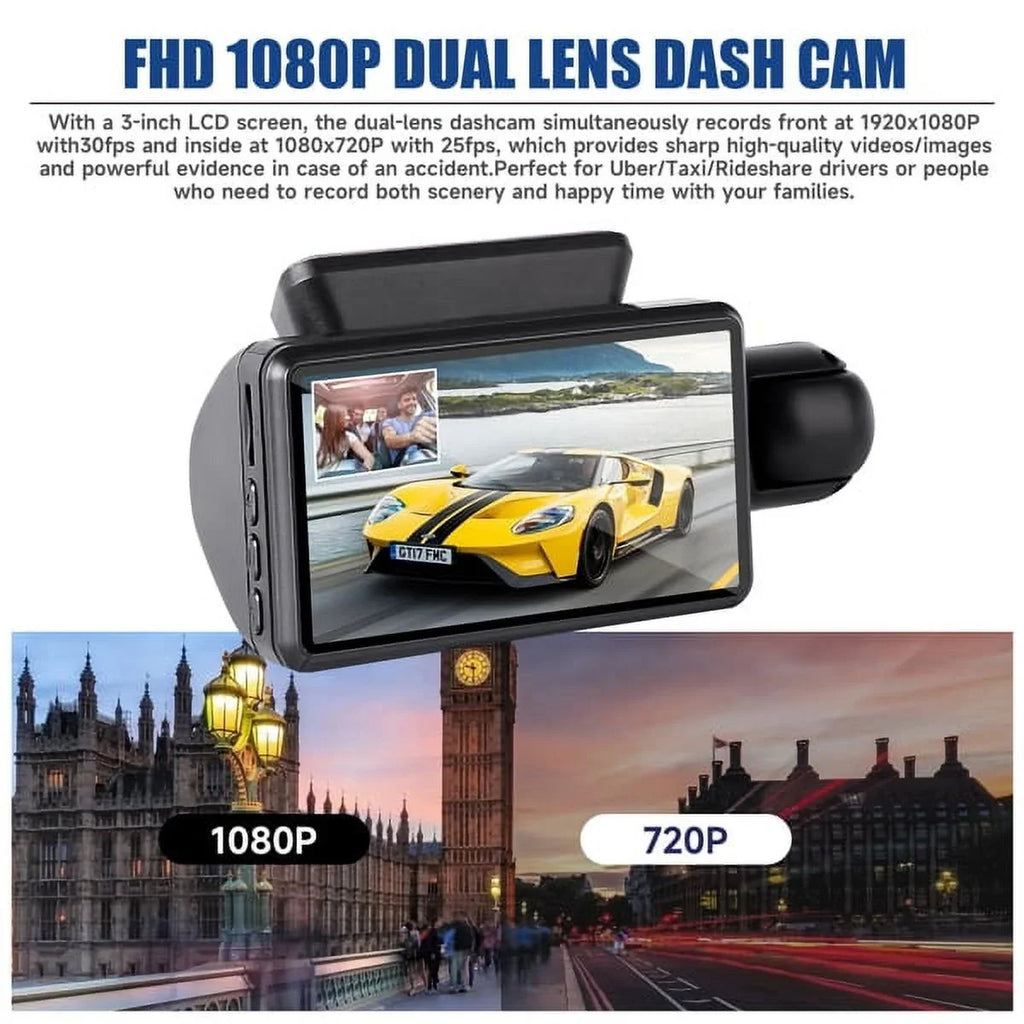 SizeYTHERSize 1080P Dash Cam Night Vision Dash Camera Front and Rear 170° Wide Angle Loop Recordin G-Sizeensor