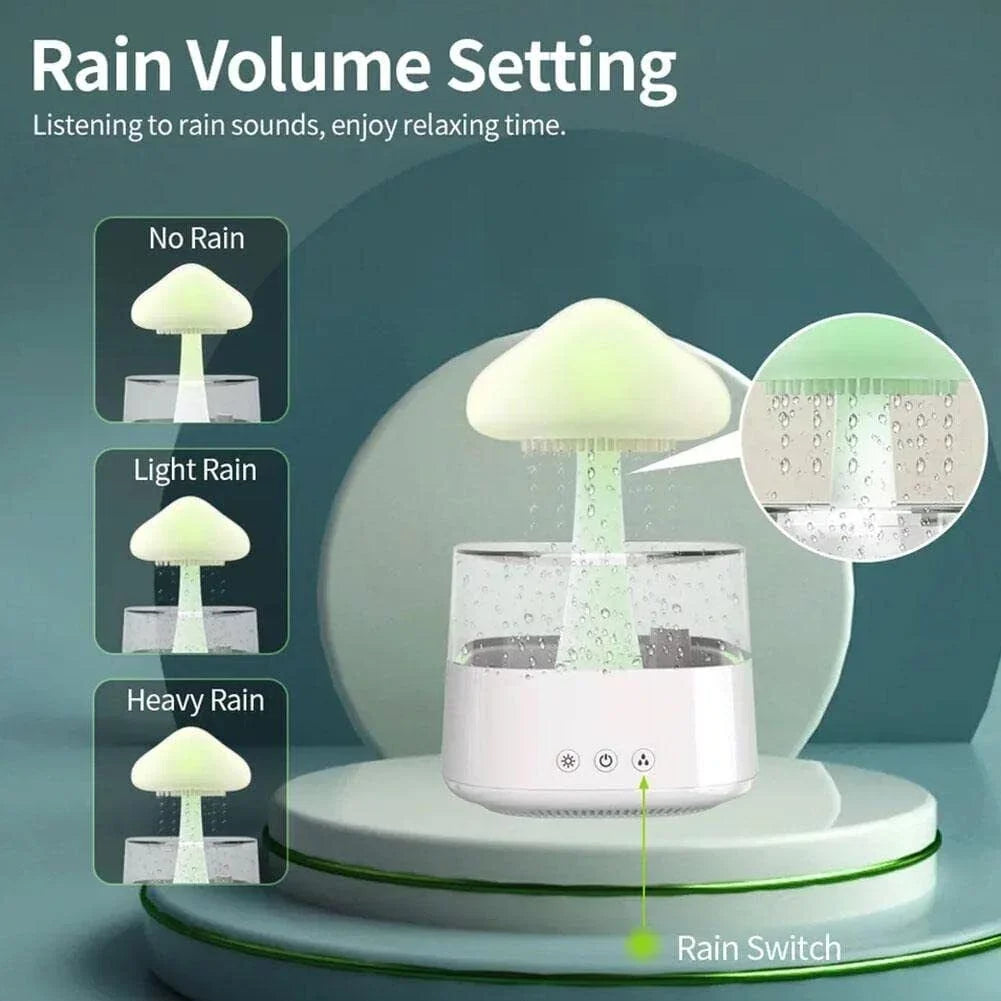 CJC Rain Cloud Humidifier Essential Oil Diffuser 450ml Water Drop Aromatherapy Mist, 7 Colors LED Light, Desk Fountain Bedside Sizeleep Relax