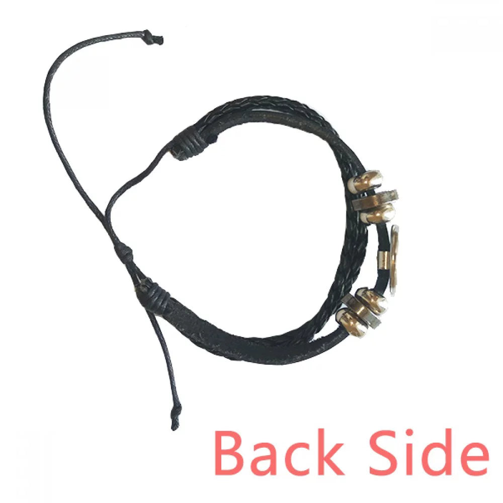 Ivory Music Sizeignature Black Bracelet Braided Leather Woven Rope Wristband