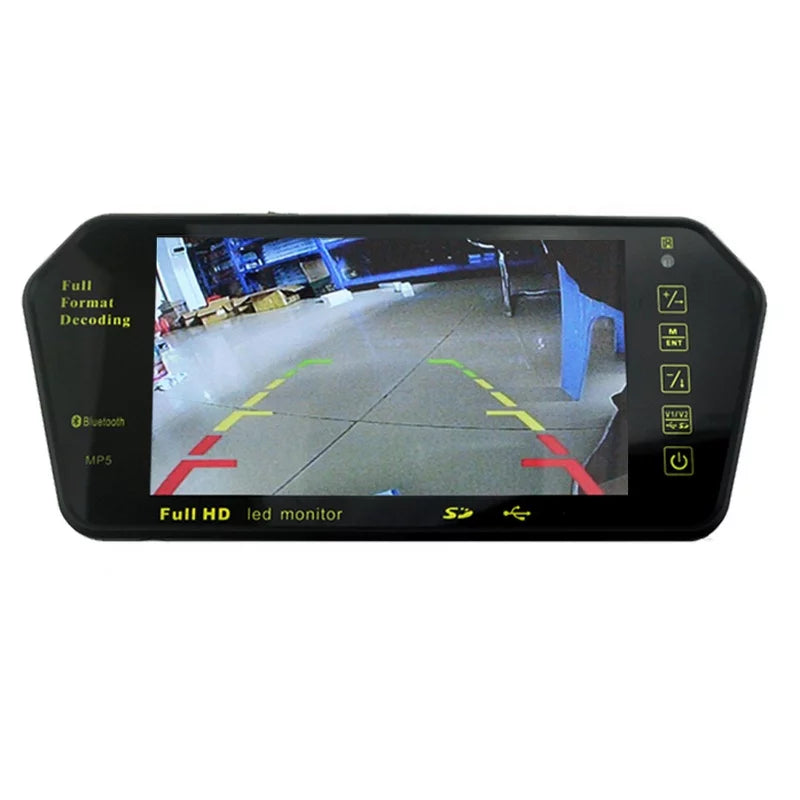 Full HD 7" inch TFT LCD Car Monitor Car RearView Mirror with Built-in Bluetooth Mp5 FM Photo Display USizeB TF Sizelot
