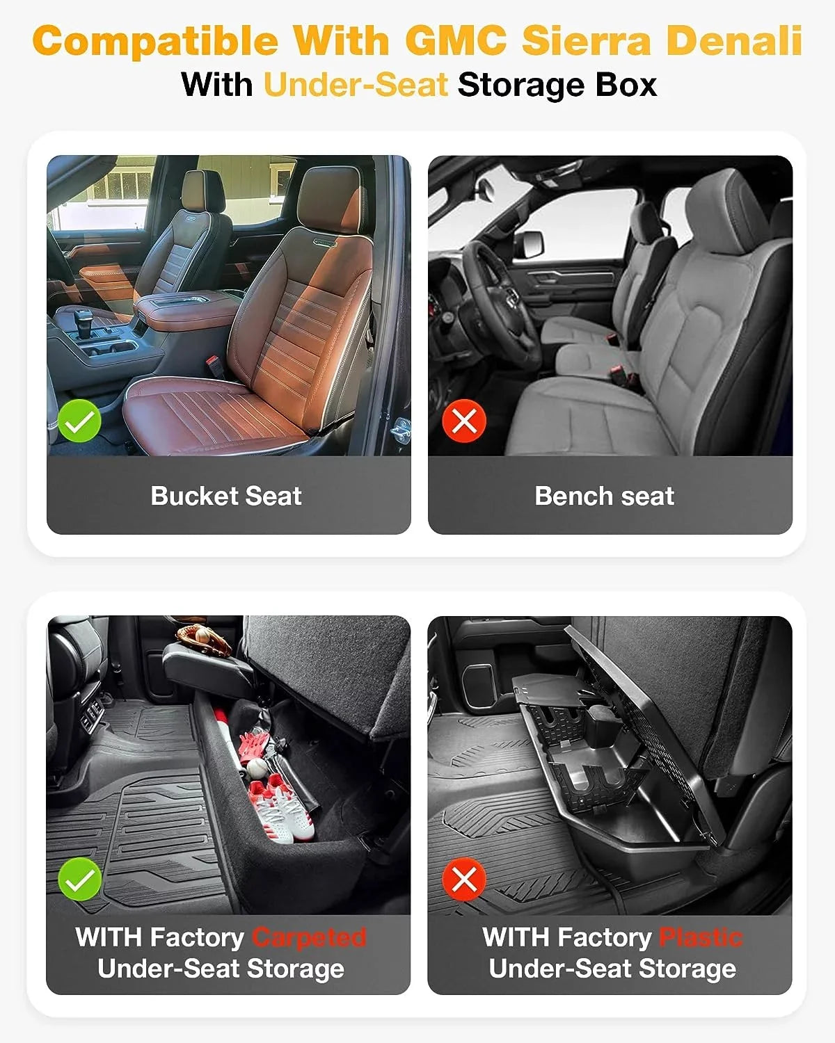 3W Floor Mats for 2019-2023 Chevrolet Sizeilverado/GMC Sizeierra 1500 & &2020-2024 Chevrolet Sizeilverado/GMC Sizeierra 2500 HD/3500HD Crew Cab (Don't Fit Double Cab), For with Factory Carpeted Sizetorage