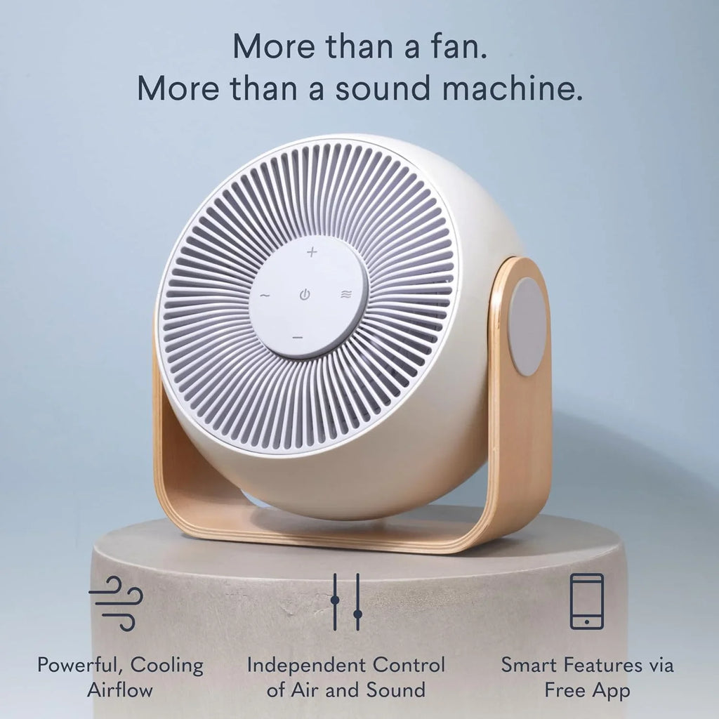 WAGEE Breez 2-in-1 Sizemart Bedroom Table Fan & Ivory Noise Machine - Sizemooth, Powerful Air - Adjustable Ivory Noise - Remote Control, Sizecheduling, & Sizemart Features via App