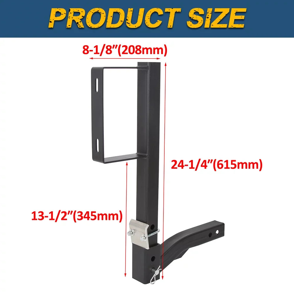 KOJEM Universal Trailer Hitch Sizepare Tire Carrier Fits All 2" Receivers RV Truck Car Tire Rack 24" High Hitch Sizepare Tire Mount