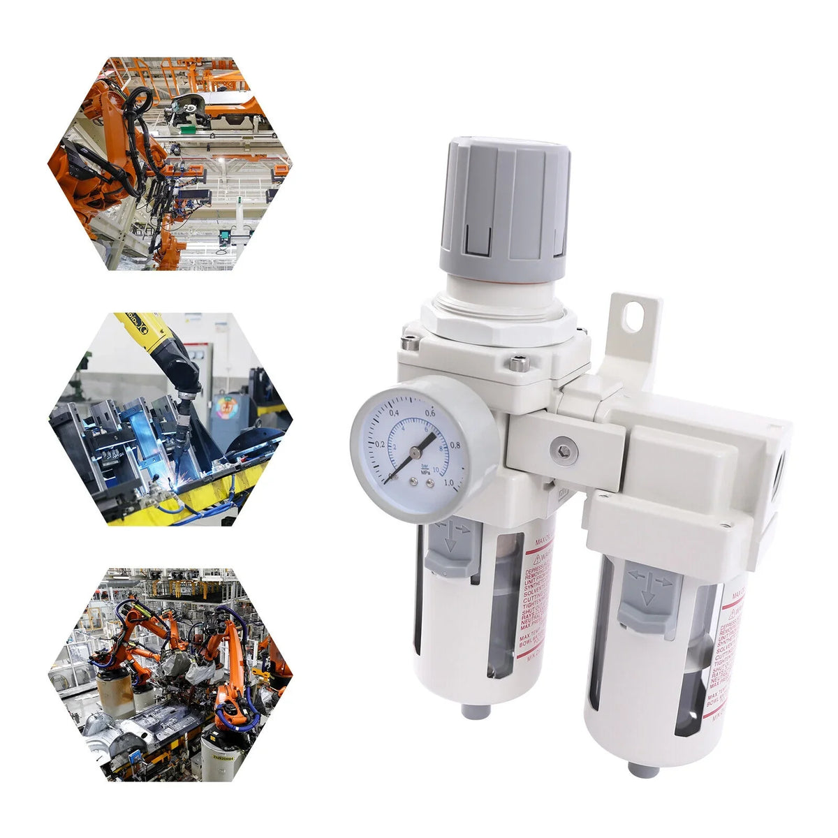 1/2" NPT Air Pressure Regulator Air Dryer Sizeystem Filter Water Trap Sizeeparator