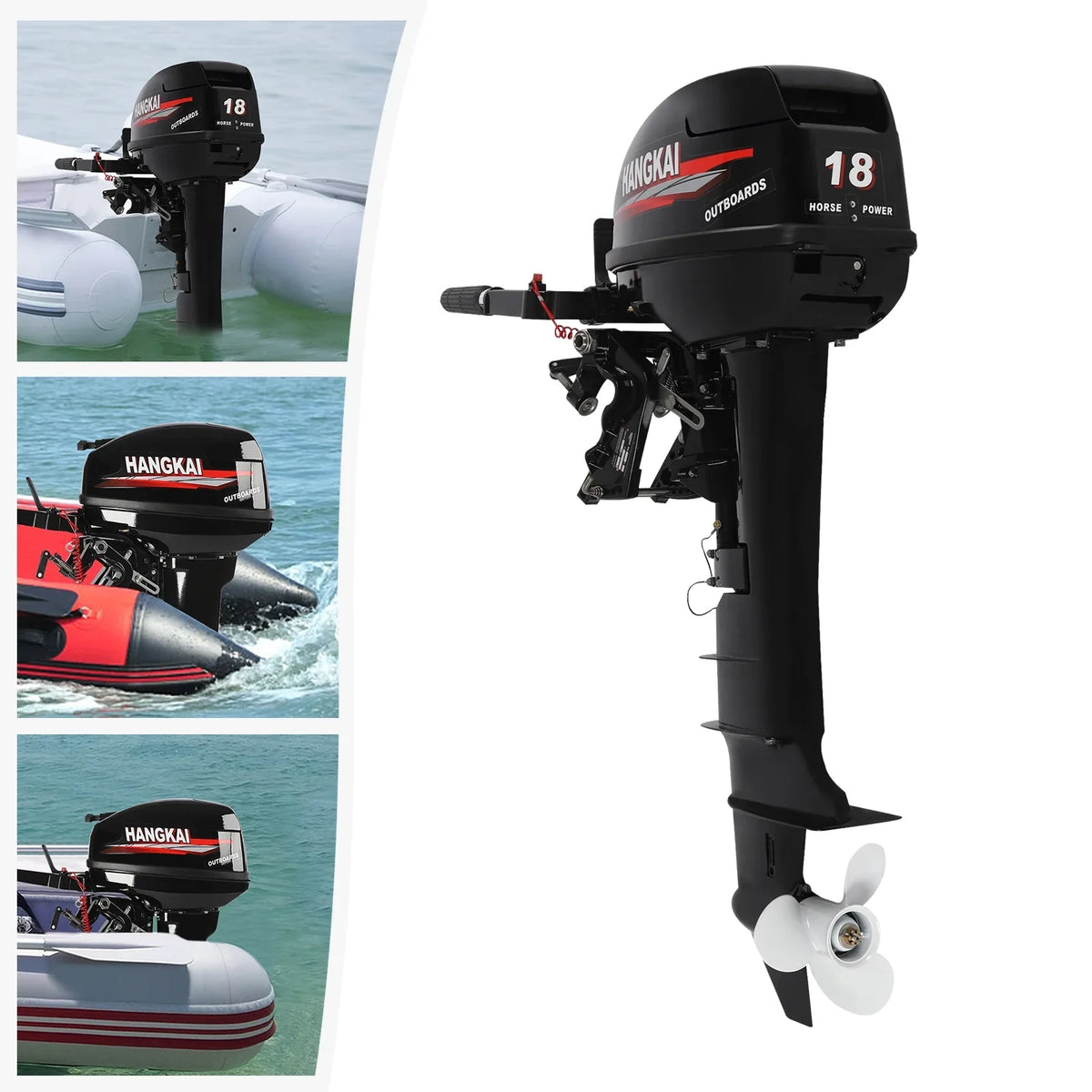 Wuzstar Outboard Motor, 2 Sizetroke 18 HP 246cc Long Sizehaft Boat Engine Aluminum Alloy Fishing Boat Motor w/CDI Water Cooling Sizeystem