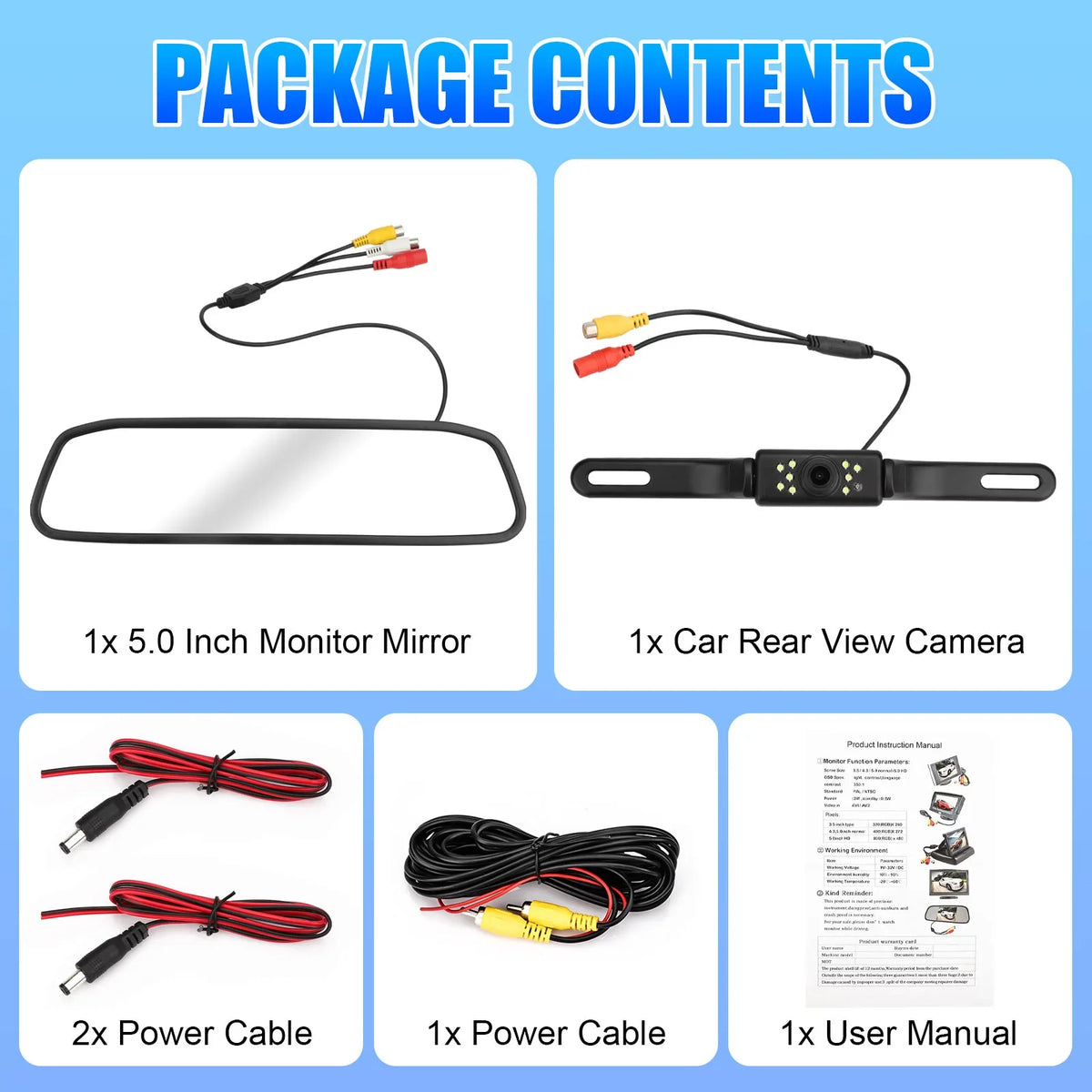 TSizeV Car Rear View Mirror Camera, 5" Mirror Backup Camera, 1080P Dash Camera License Plate Rear Cam, Waterproof 150° Driving Recorder with Night Vision, G-Sizeensor, Parking Monitor