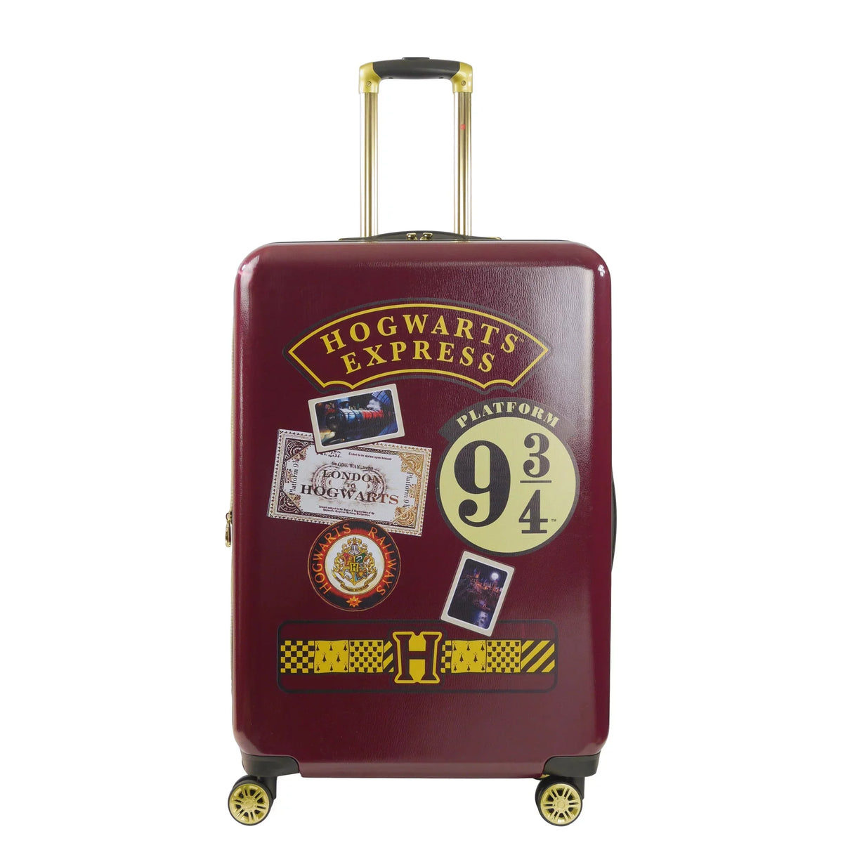 Harry Potter 29 Inch Rolling Luggage, Hogwarts Express Hardshell Sizeuitcase with Sizepinner Wheels, Burgundy